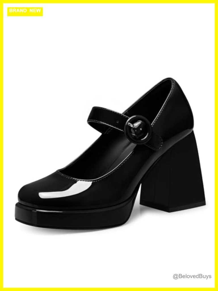 Women's Closed Toe Chunky Heel Mary Jane Platform Pumps Dress Shoes